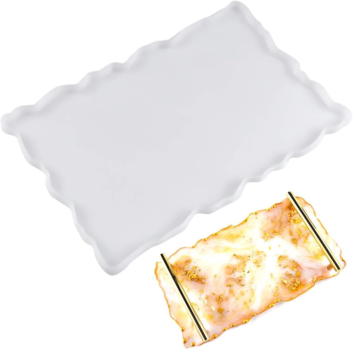 Snoogg Pack Of 1, 8.5X14Inch Zigzag Tray Resin Mold, Ideal For Serving Trays, Diy Crafts, And Home Decor