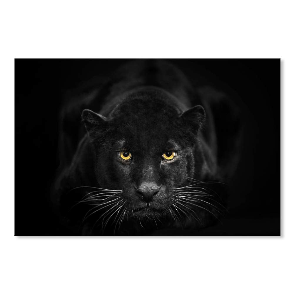 Seven Wall Arts Black Panther Canvas Wall Art Black And White Animal Painting Wildlife Animal Pictures Poster Print Modern Leopa