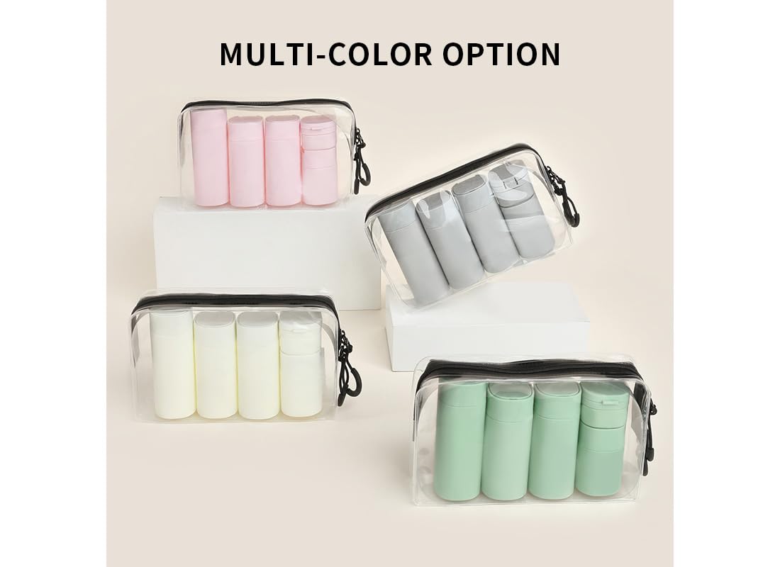 Sprigold 5 Pack Brief and Fashion Travel Bottles TSA Approved, BPA Free Travel Size Travel Containers Refillable Squeeze Bottles