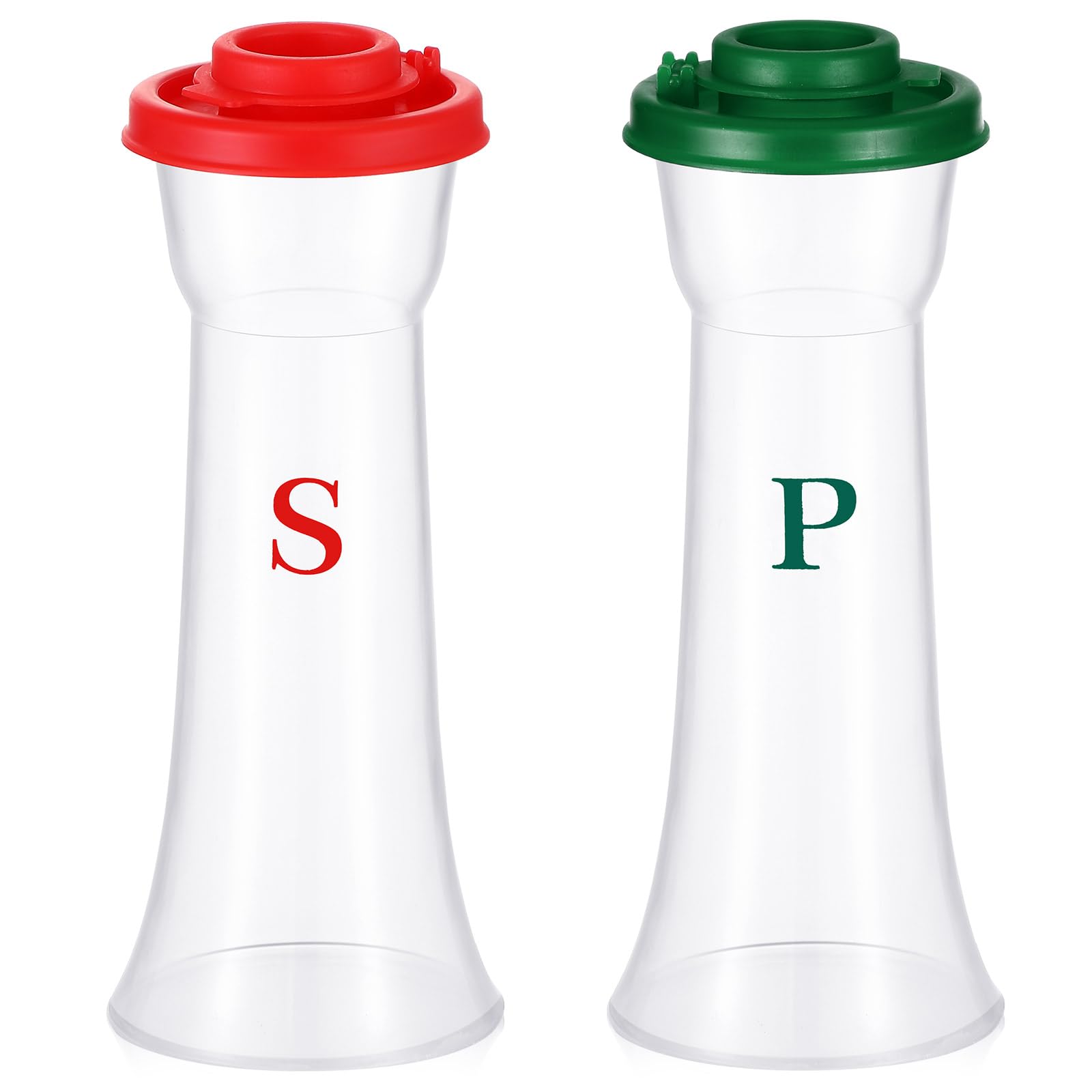 Romooa Set of 2 Plastic Salt and Pepper Shakers with Lids Large Hourglass Covered Moisture Proof Salt Shaker Pepper Container fo