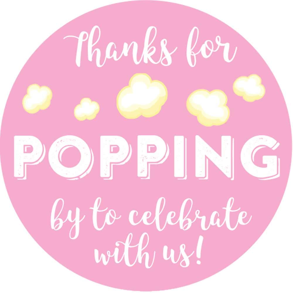 1.9 Inch Thanks For Popping By Wedding Stickers Set Of 60 (Light Pink)