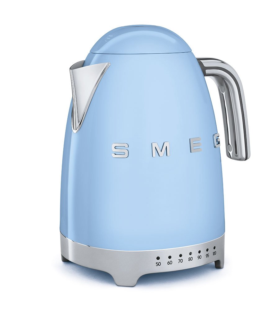 Smeg 50'S Retro 7 Cup Stainless Steel Variable Temperature Electric Kettle With 7 Temperature Settings, Led Display, Swivel Base