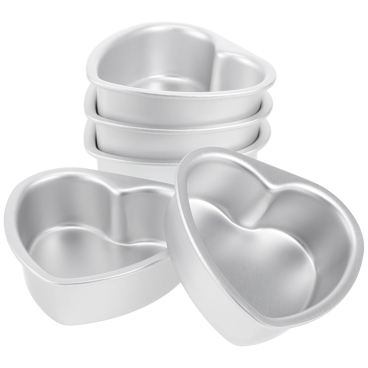 5pcs HeartShaped Cake Pan Mold 4in Aluminum Alloy Baking Pans for Cupcakes Muffins and Desserts for Weddings Birthdays