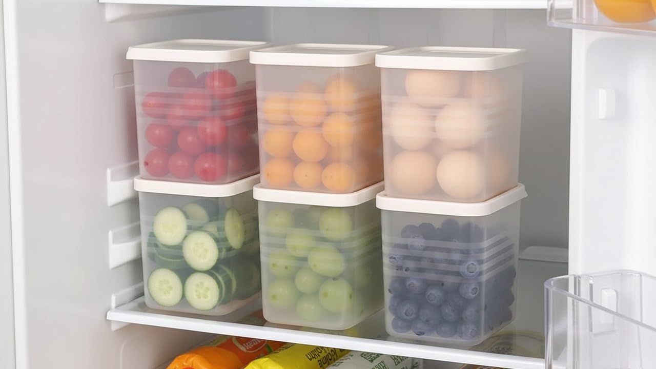 Riomax Fridge Storage Boxes Fridge Organizer SpaceSaving Refrigerator Side Door Container With Lid For Vegetables, Fruits Space