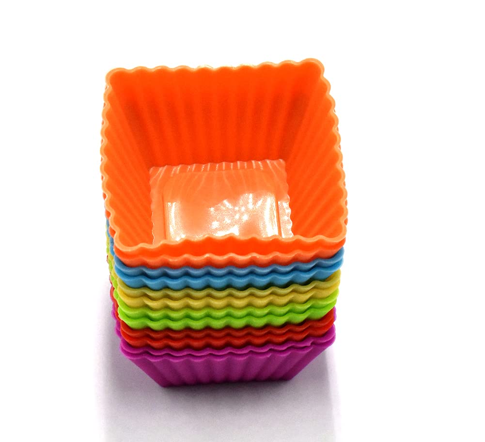 12Pcs Silicone Mini Reusable Muffin Baking Cup Small Cupcake Holders Random Color Silicone Cupcake Liners Pastry Dessert Cups No
