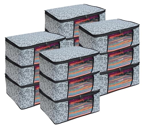 Homfil Brand - Laxis Saree Covers With Zip Non-Woven Printed Saree Cover/Saree Organizer For Wardrobe/Cloth Storage With Transpa