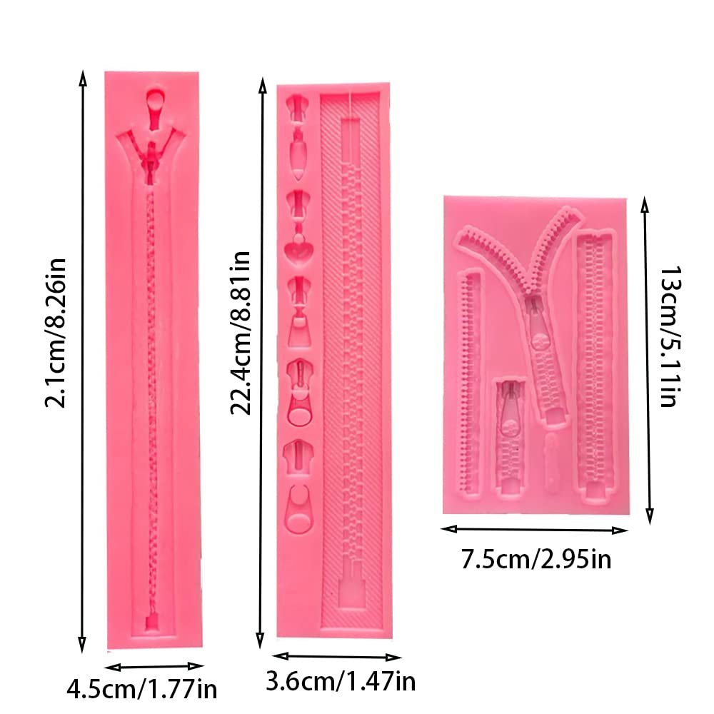 Guratapa 3Pcs Zipper Chain Silicone Molds For Diy Fondant Candy Making Chocolate Mold Desserts Ice Cube Gum Clay Biscuit Plaster