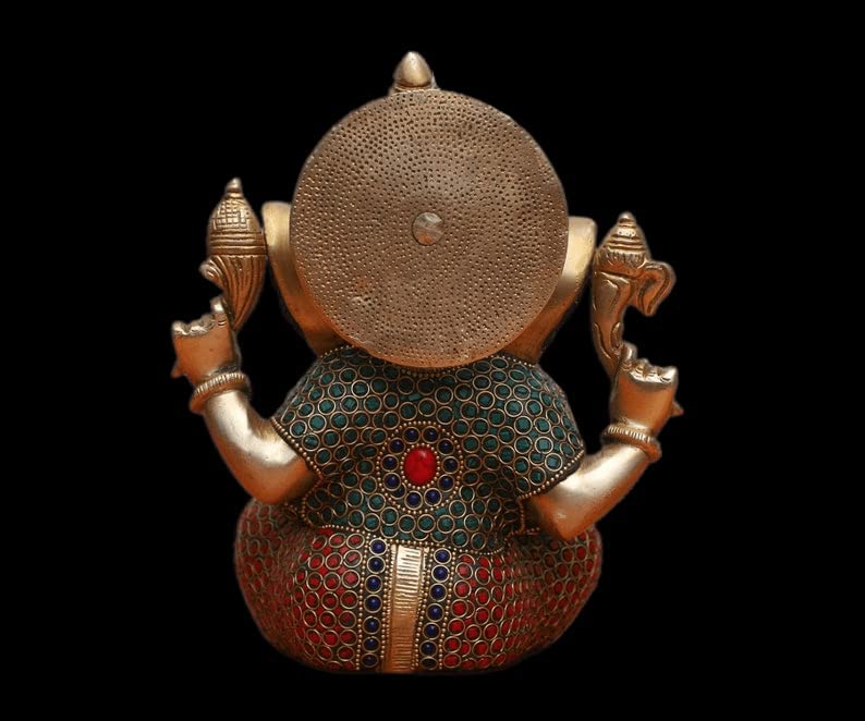 Rugdoll Brass Ganesha Idol Ganesh Statue Ganpati Murti Showpiece Hindu Elephant God Sculpture Vinayak Figurine For Gift Temple H