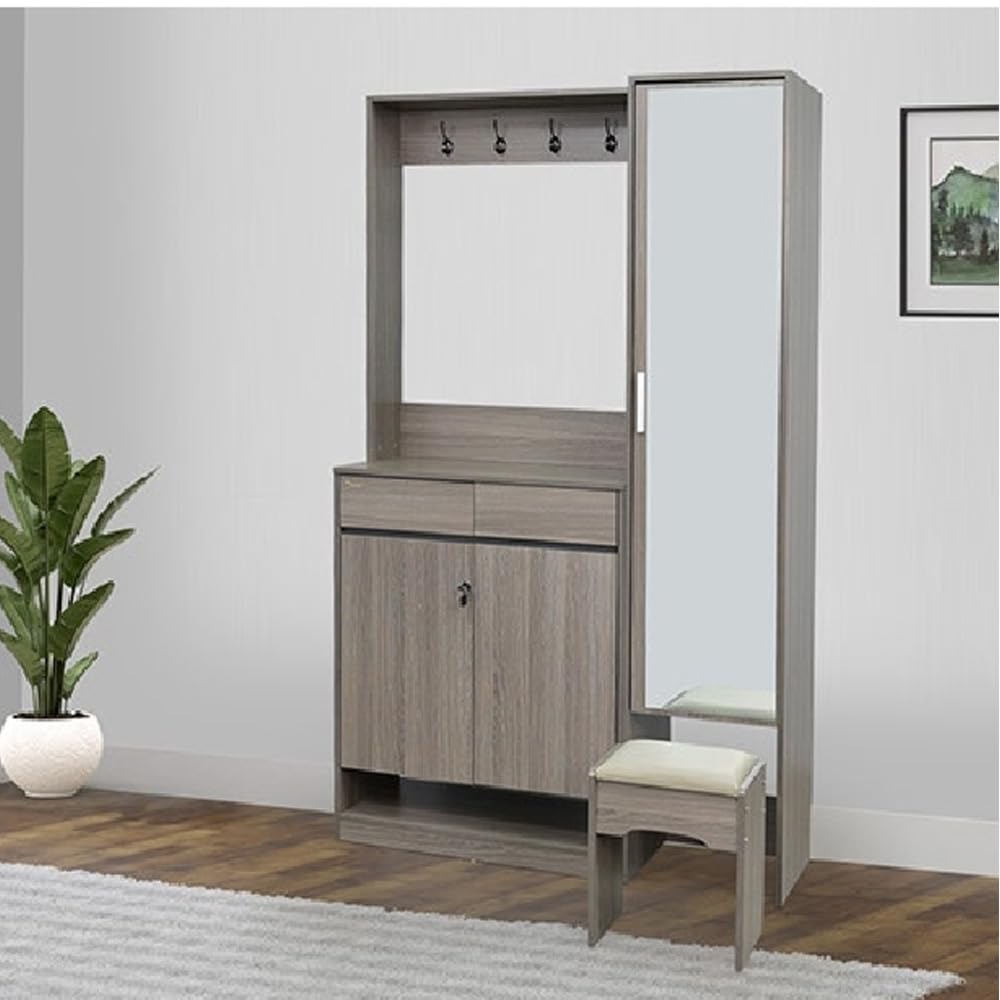 Royaloak Tivoli Italian Shoe Rack |Mdf With Melamine Finish | Cloth Hanger |Modern Design Shoe Rack For Home |Telescopic Channel