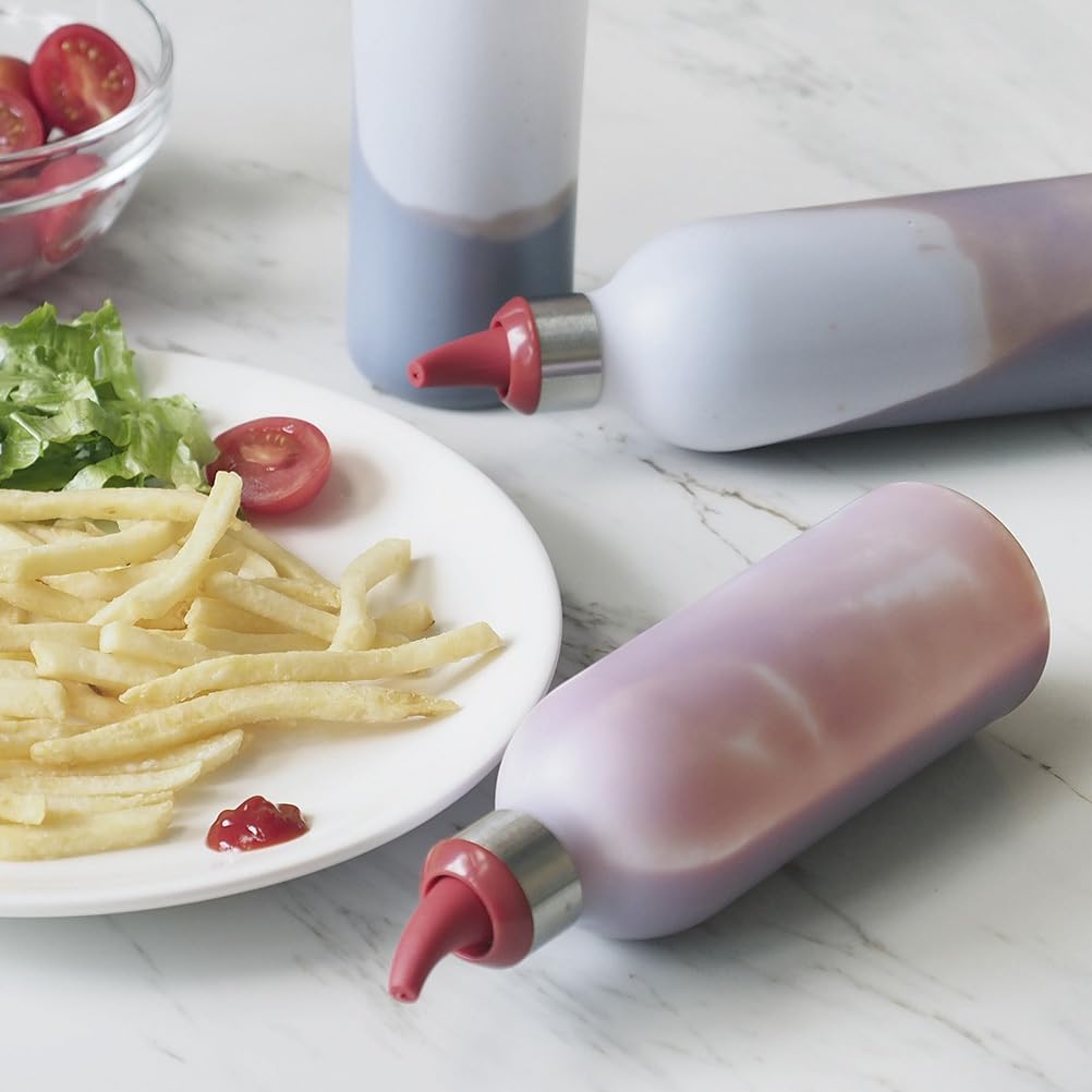 Upkoch 2Pcs Plastic Squeeze Bottles Condiment Squirt Bottles With Caps For Oil, Sauce, Dressing, Reusable Containers (Mixed Colo