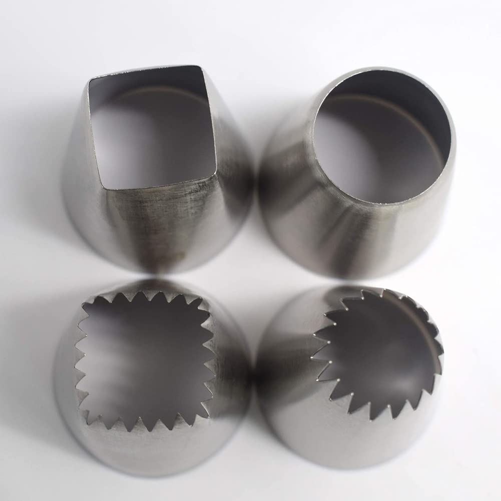 Large Cake Decorating Icing Piping Tip Set with Square Round Frech Star Pastry Tips for Frosting Cake Cupcake Cookie Eclairs Churros