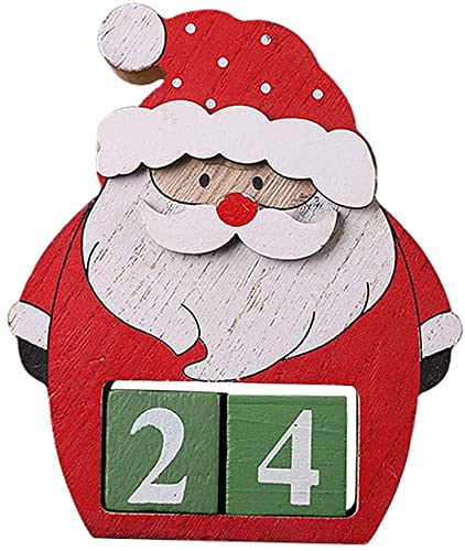 Christmas Wooden Calendar Advent Calendar Blocks Desktop Perpetual Calendar Countdown Calendar for Xmas Home Office Table Orname