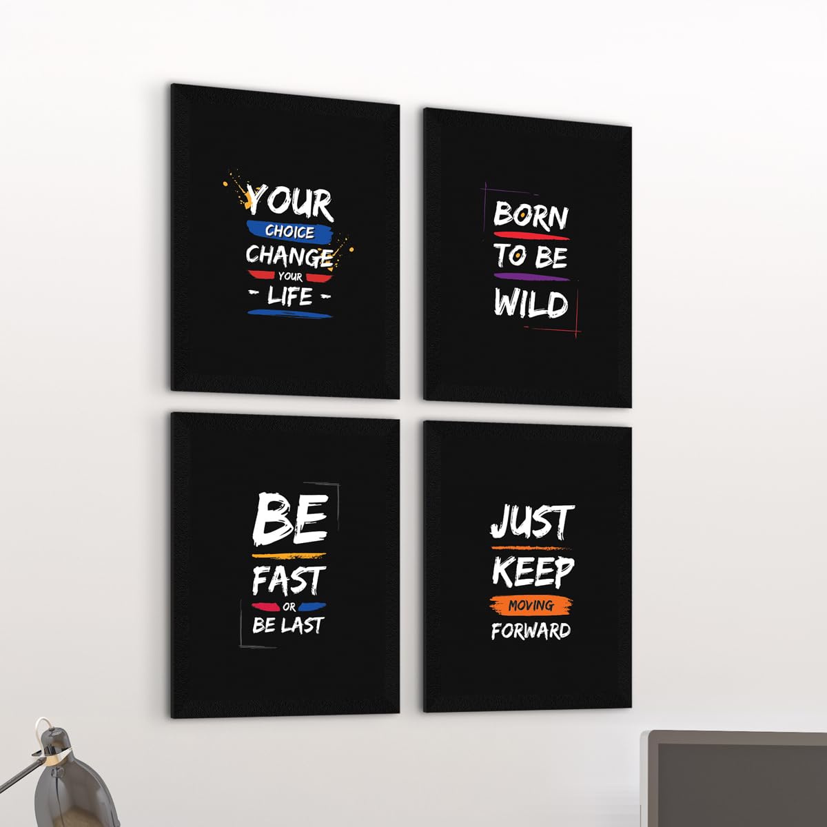 Artx Paper Big Health Quotes Wall Frame Art Painting, Multicolor, Gym, 10X13 Inches Each, 20 X 26 Inches Combined, Set Of 4