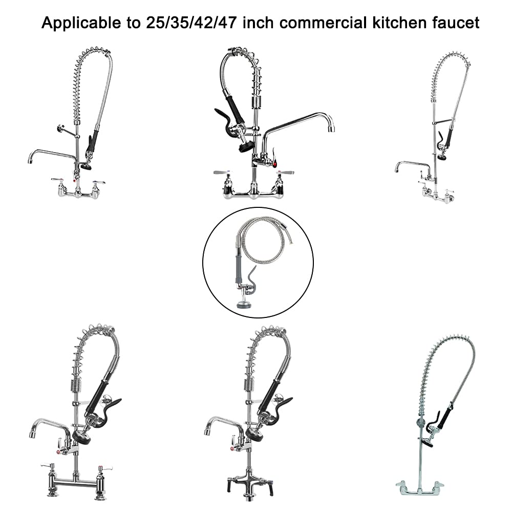 Kwode Pre Rinse Hose With Sprayer Valve 44 Inch Hose With Sprayer Head Replacement Kit Commercial Sink Sprayer Hose For Kitchen