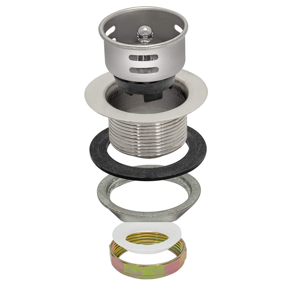Ezflo 21/2 Inch Removable Kitchen Sink Strainer Drain Standard Shank Junior Duo With Brass Nut, Stainless Steel, 17/8 Inch To