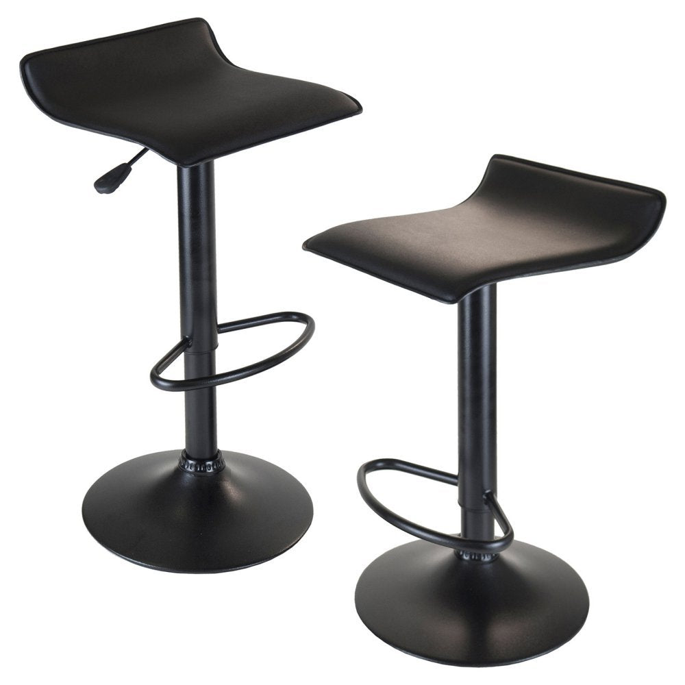 Winsome Trading Obsidian Adjustable Backless Air Lift Swivel Bar Stool - Black - Set of 2