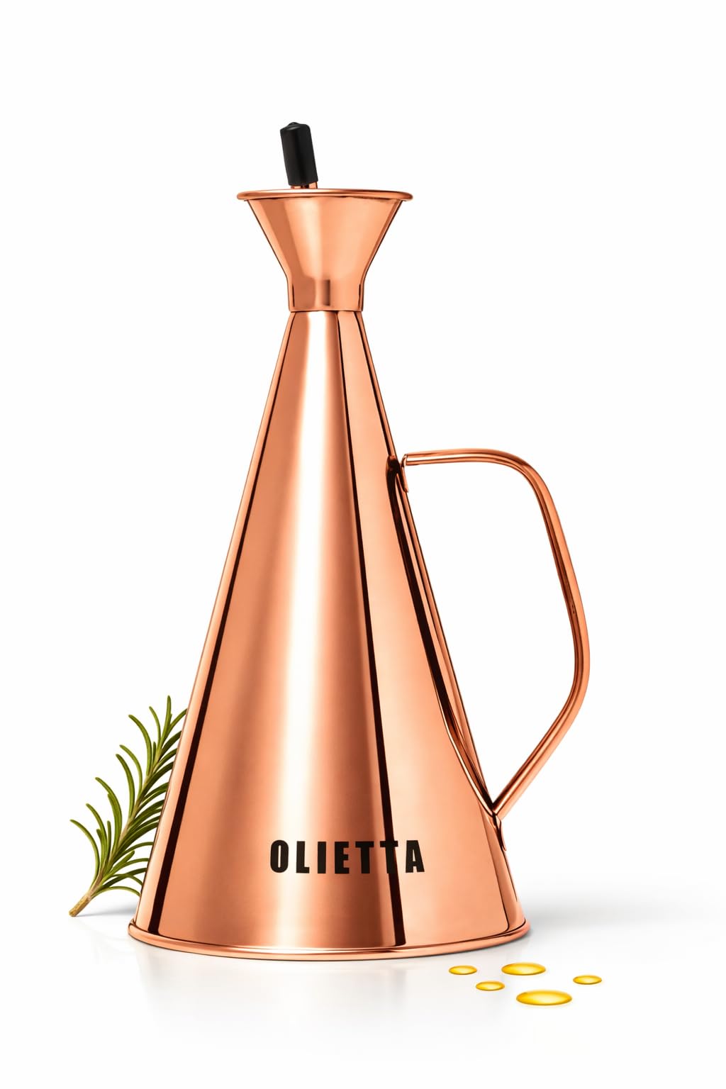 Olietta Olive Oil Dispenser Bottle Copper Stainless Steel Non Drip Leak Proof No Mess Vinegar Pourer & Kitchen Drizzler 25 oz 75