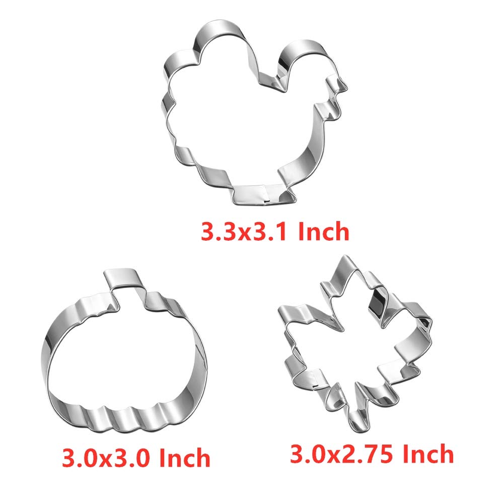 Fall Thanksgiving Cookie Cutters Set - 8 Pieces - Pumpkin, Football,Turkey, Maple Leaf, Oak Leaf,Squirrel,Candy Corn And Acorn-