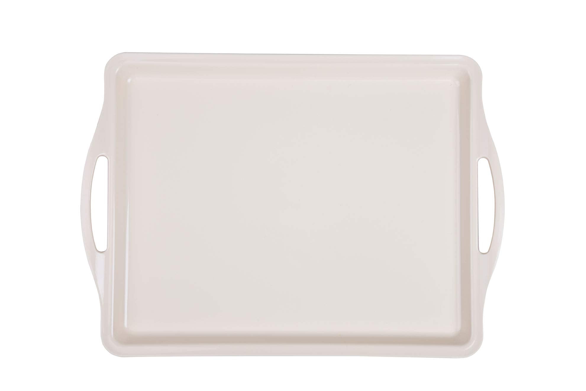 Mintra Home Durable Serving Tray - (1Pk, Cream) Unbreakable, Breakfast, Cafeteria, Fast Food, Handles