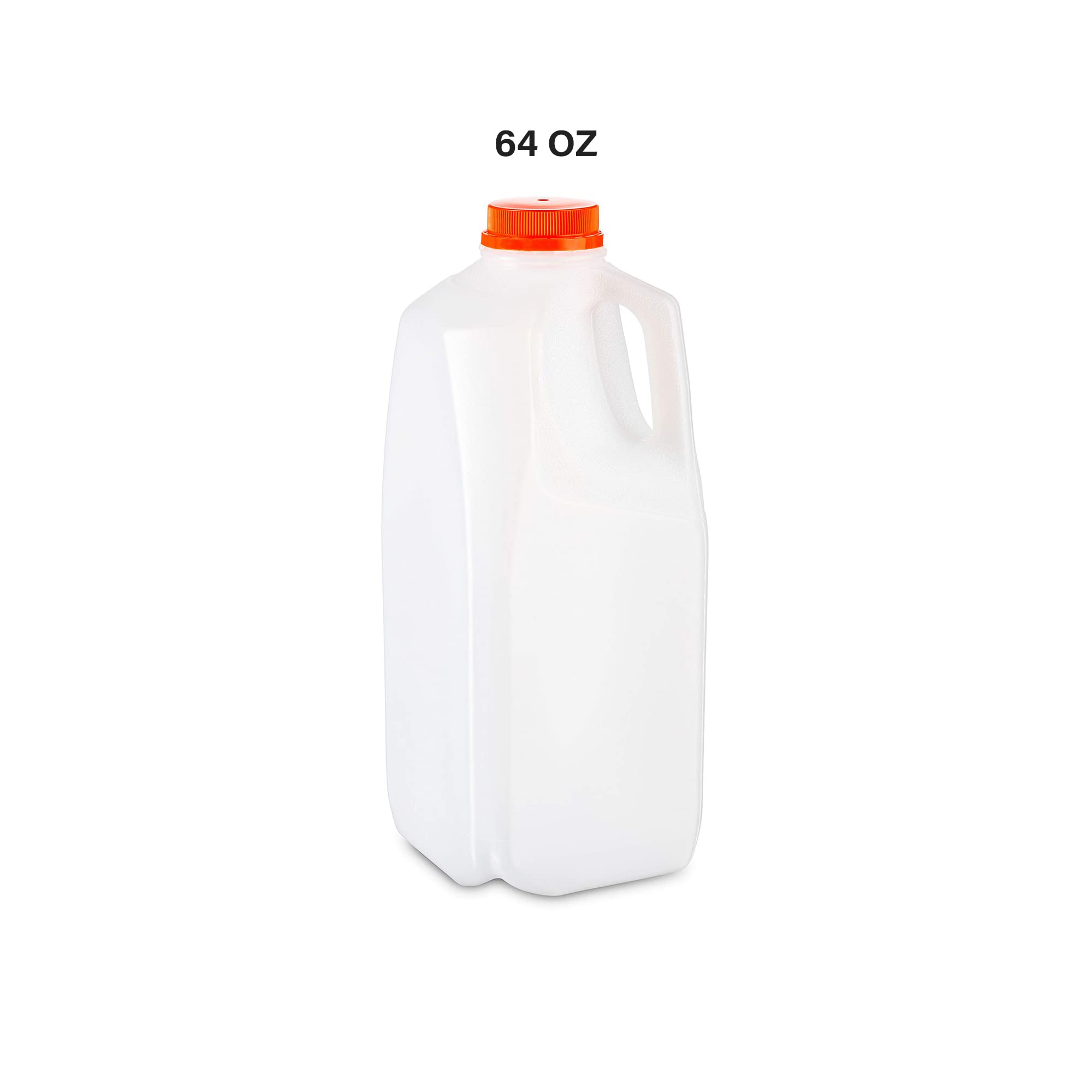 64 Oz. Empty Hdpe Plastic Juice / Milk Bottles With Tamper Evident Caps By Am Bottle Supply- Set Of 6 Bottles And 6 Caps