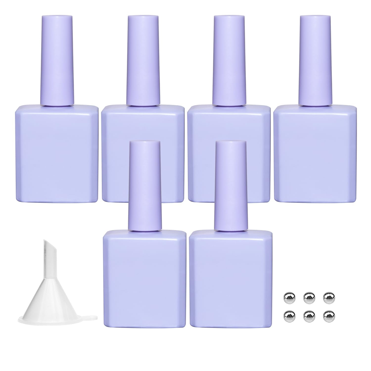 Agidea 6PCS Glass Gel Nail Polish Bottles Purple, UV Safe Opaque Empty Refillable Nail Varnish Vials Containers with Brush Cap &