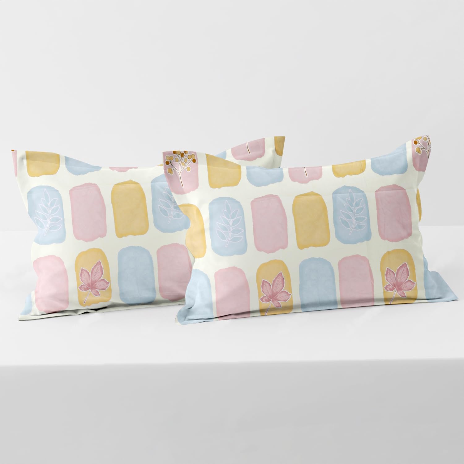 Cloth Fusion Glace Cotton Floral Pillow Cover Set Of 2 With Envelope Closure, Soft Pillow Case For Comfort (17X27 Inches, Pastel