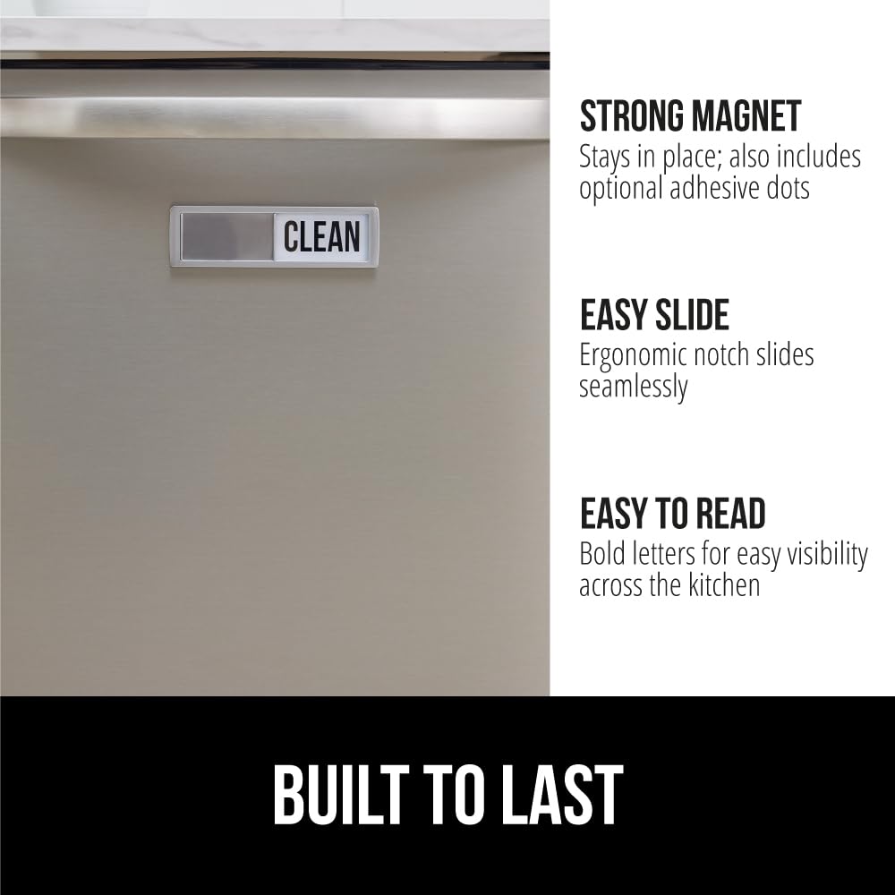 Gorilla Grip Clean And Dirty Dishwasher Magnet Sign, Optional Adhesive, Magnetic Kitchen Decor, Easy Read, Non-Scratch, Heavy Du