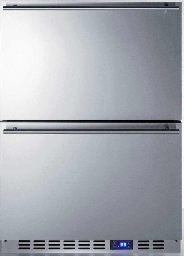 Summit 24    Two-Drawer Refrigerator, Outdoor 2-Drawer Refrigerator, 4.26 cu.ft. Capacity, Stainless Steel- SPR627OS2D