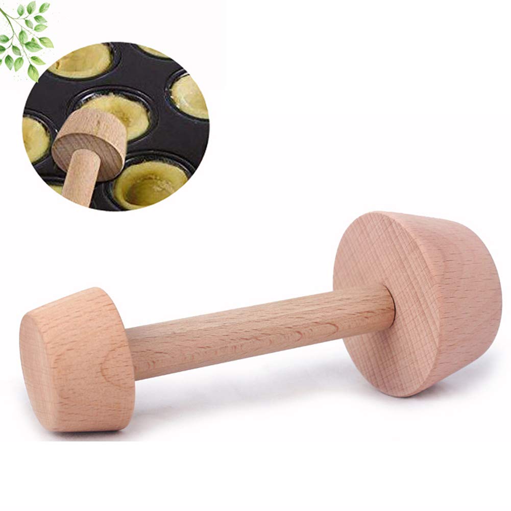 Lasenersm 1 Piece Tamper Mold Double Side Wooden Egg Tart Mould Diy Cake Pastry Pusher Egg Tart-Tamper Double Side Wooden Pastry