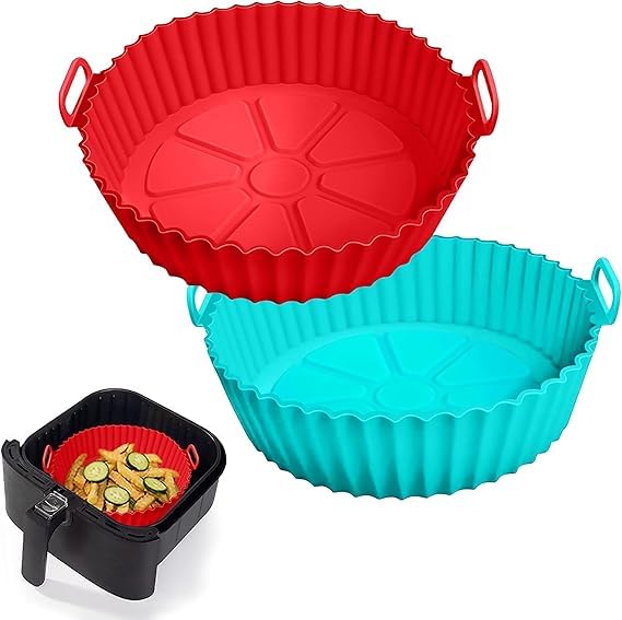 Trendytrolley Silicone Air Fryer Liner I Silicone Air Fryer Basket Baking Tray I Pot With Ear Handles I Nonstick Reusable Heat R
