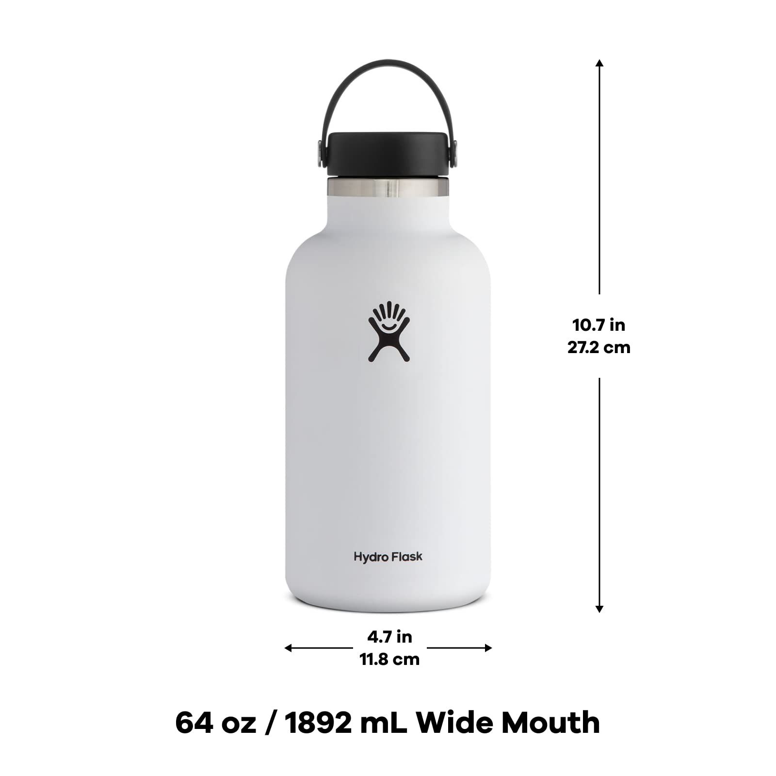 Hydro Flask, Bottle Wide Mouth With Flex Cap White 64 Ounce