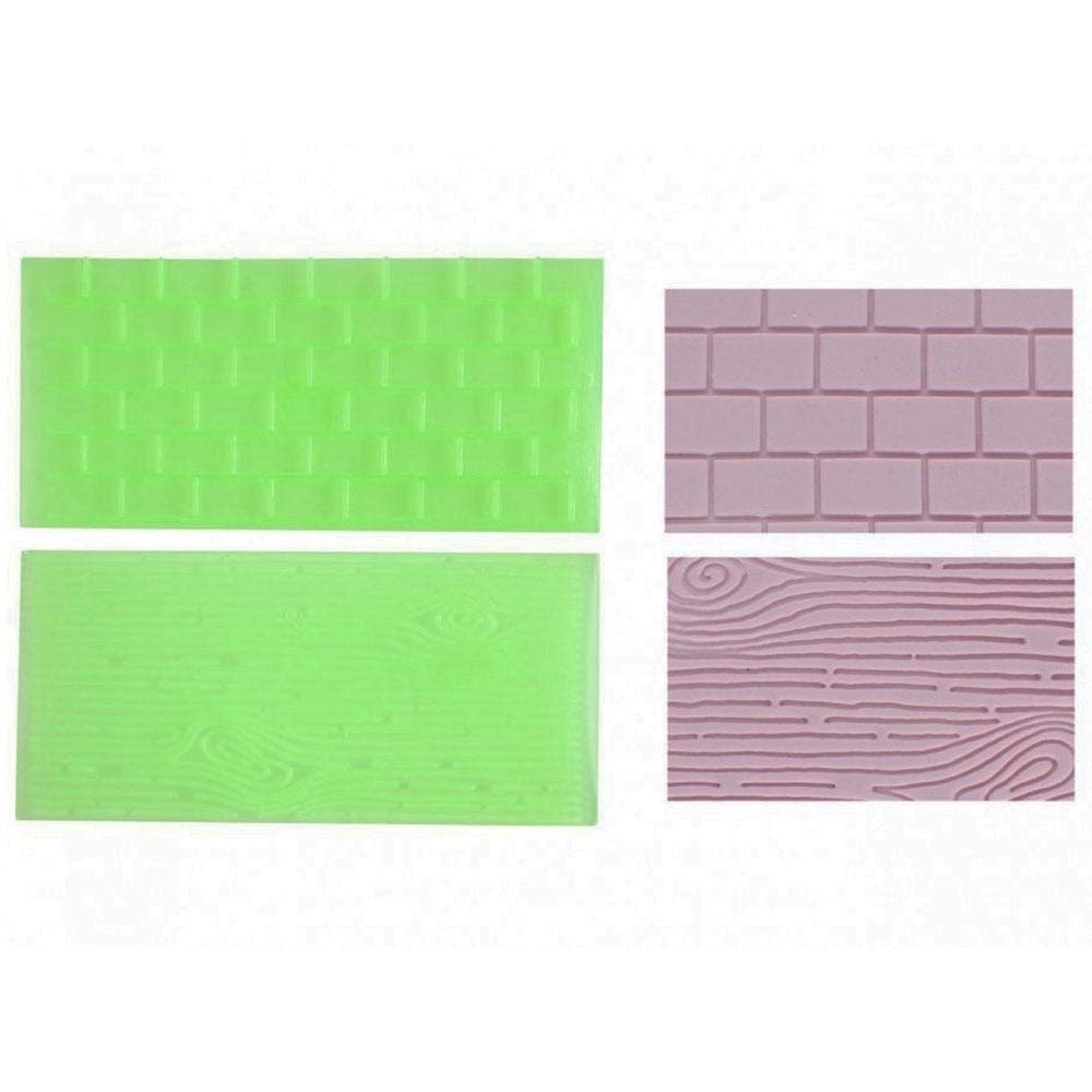 Fmm Tree Bark And Brick Wall Impression Mat, Set 1