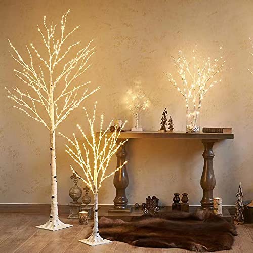 Birchlitland Lighted Birch Tree 6FT 330L Warm White Fairy Lights, White Twig Tree Lights for Indoor Outdoor Home Thanksgiving Ch