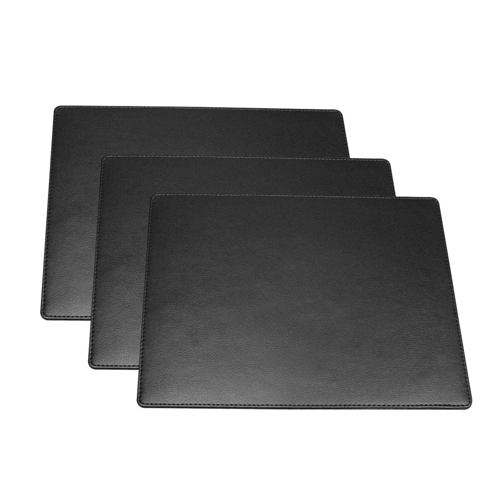 Faux Leather Placemats For Dinner Table - Pack Of 4 (Black (Plain))