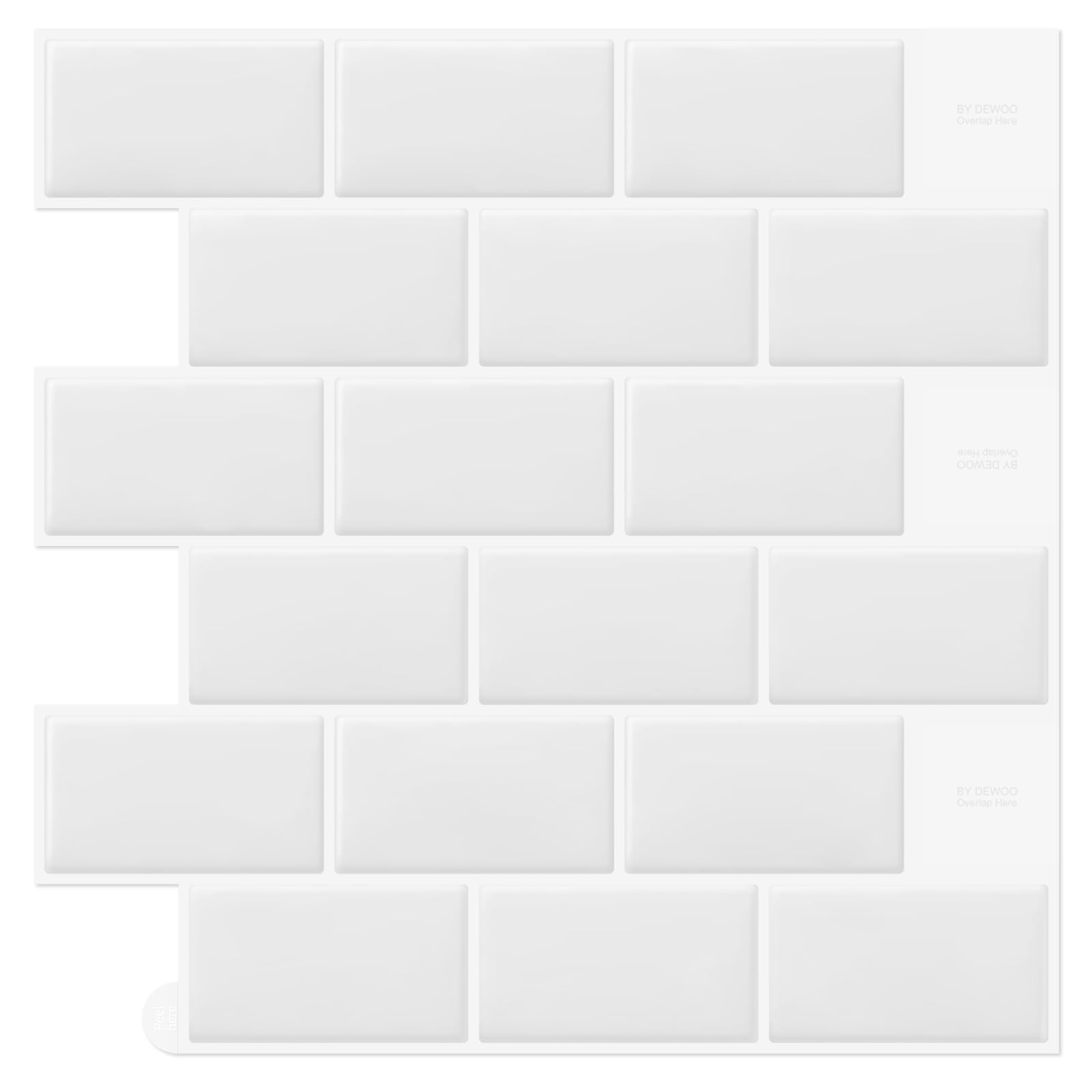 Dewoo 20-Sheet White Peel And Stick Subway Tile Backsplash Self Adhesive Brick Stickers For Kitchen Bathroom Wall (12  12)