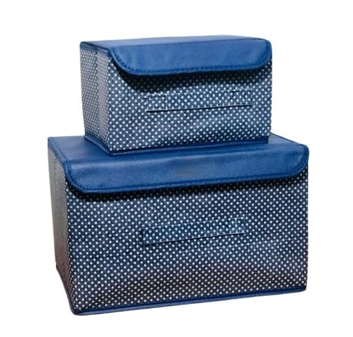 Suneshcreation Set Of 2 Storage Basket Bins Foldable Non Woven, Wardrobe Closet Organisers, Under Bed Storage Organizer Boxes/Bi