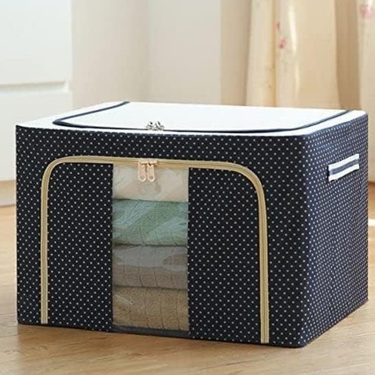 Wandf 66 Ltr Foldable Steel Frame Cloths Zip Organizer Bag And Oxford Fabric Storage Living Cover Boxes For Wardrobe Shelves Clo