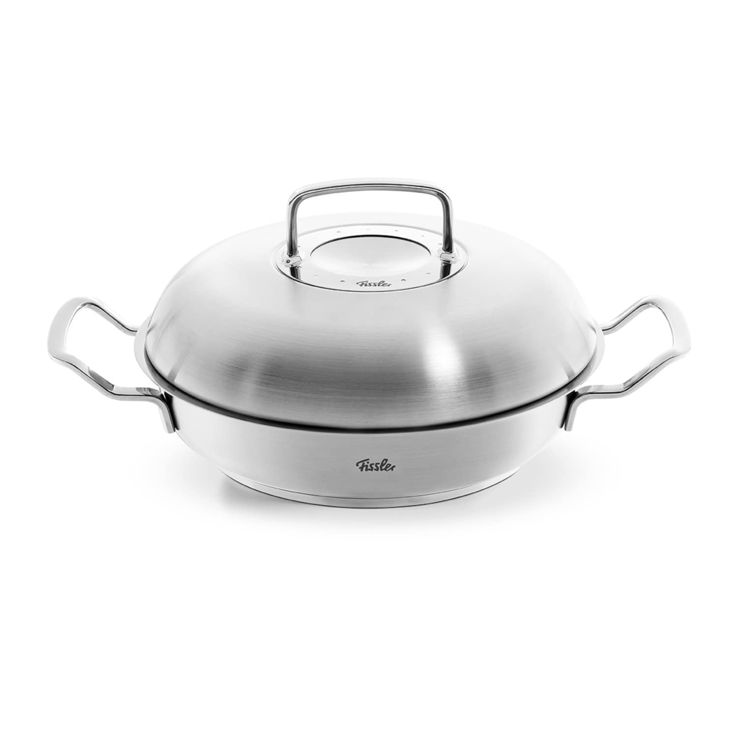 Fissler Original-Profi Collection Stainless Steel 9.5 Inch Serving Pan With High Dome Metal Lid