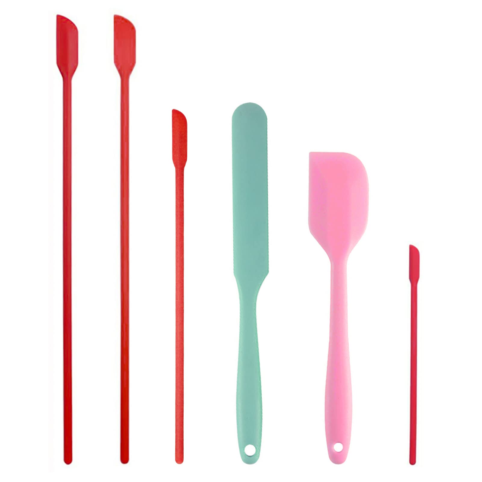 Kitchen Gims Mini Silicone Spatula Set 6 Pcs Food Grade Small Jar Spatula With Long Handle Makeup Spatula Tool Heat Resistant Ki
