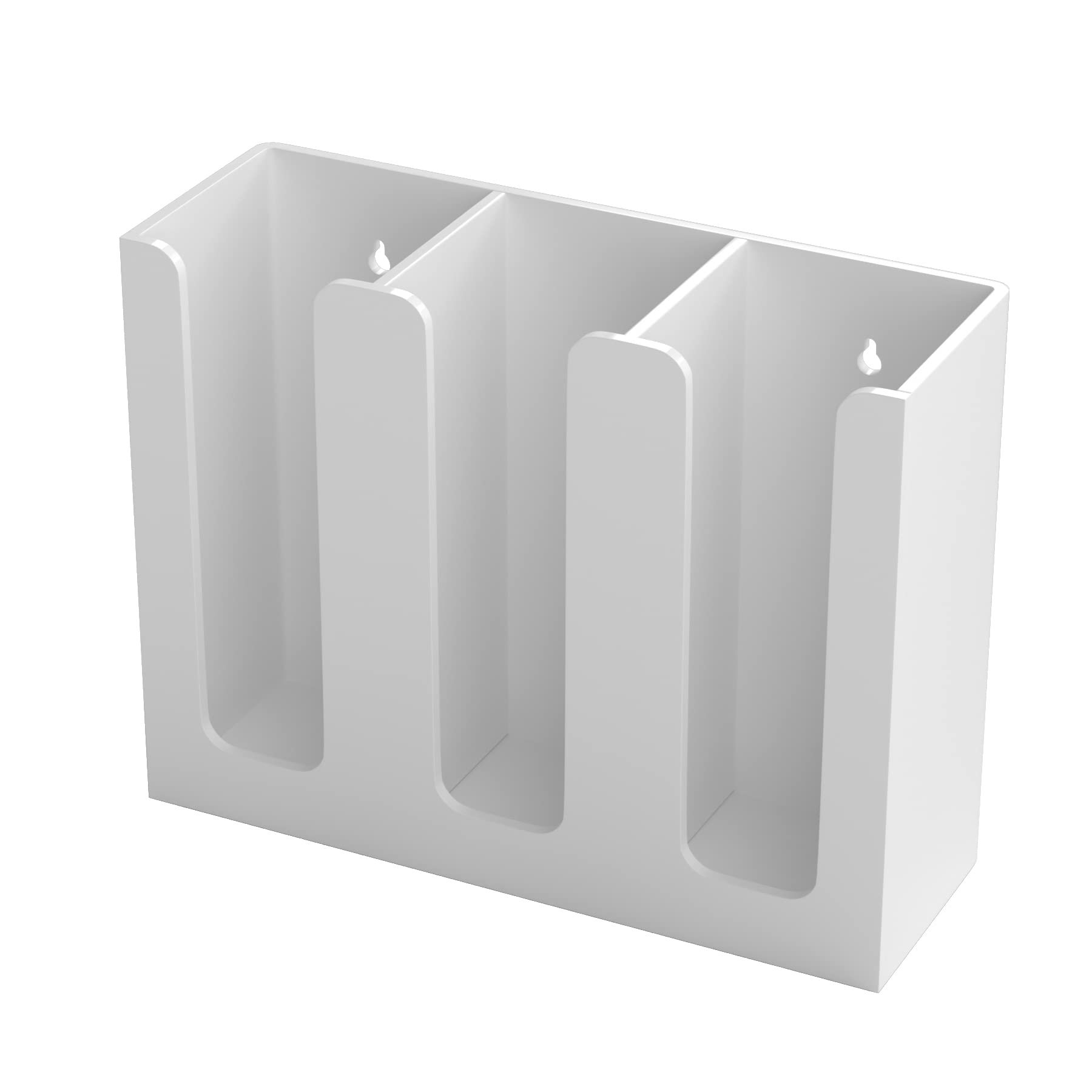 Richboom Acrylic Coffee Cup And Lid Storage Organizer Holder, 3 Compartments, White