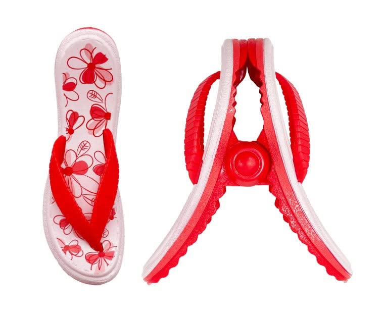 Performore Flip Flop Beach Towel Clips (Red), Set Of 2, Portable Towel Holder Clips, Secure Clips For Beach Chairs Deck Patio Po