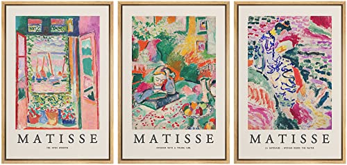 Wall26 Framed Canvas Wall Art Print Set French Floral Rainbow Landscapes Henri Matisse Nature Plants Illustrations Modern Relax/