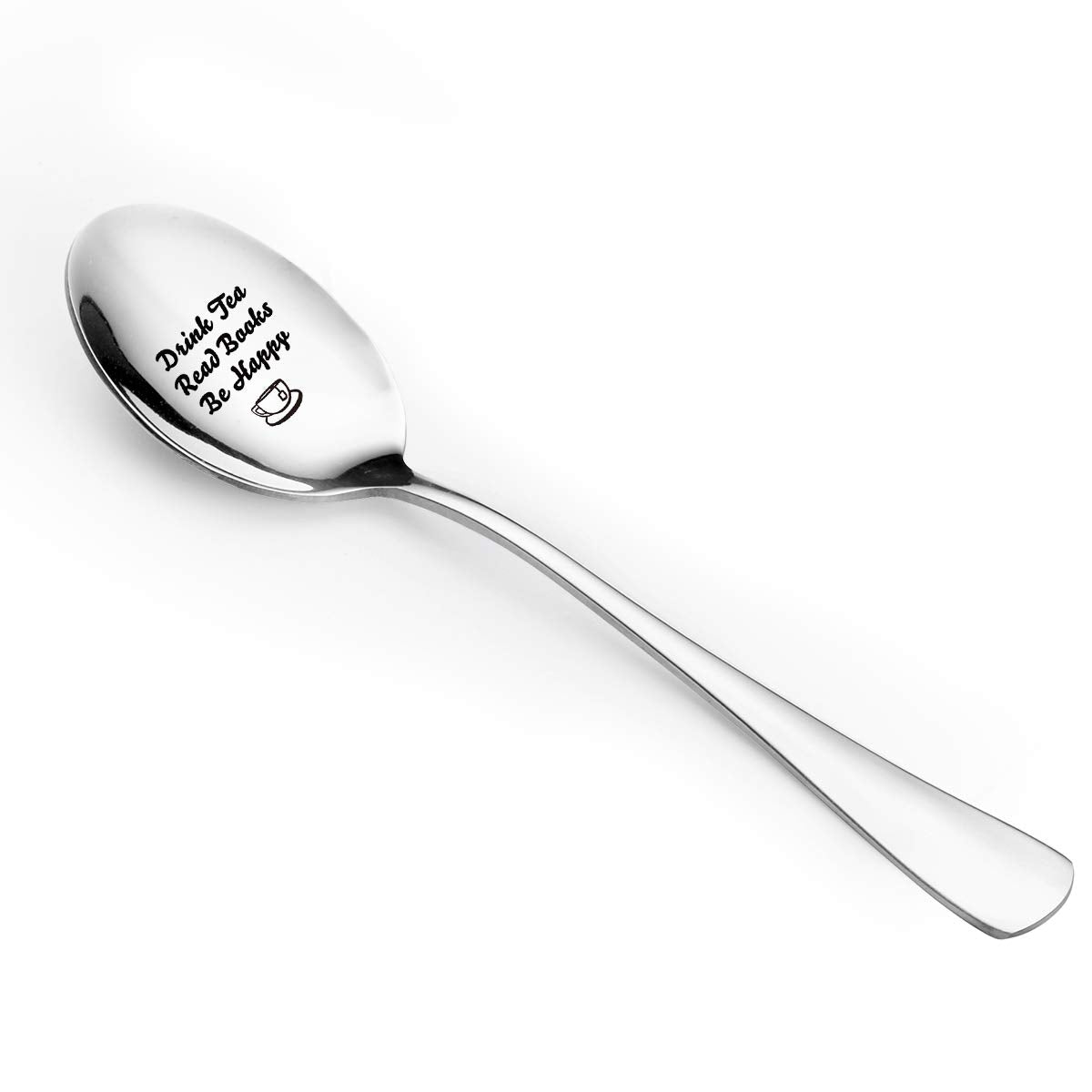 Drink Tea Read Books Be Happy Spoon - Funny Tea Spoon Engraved Stainless Steel For Tea Lovers - Best For Book Lover Bookworm Fri