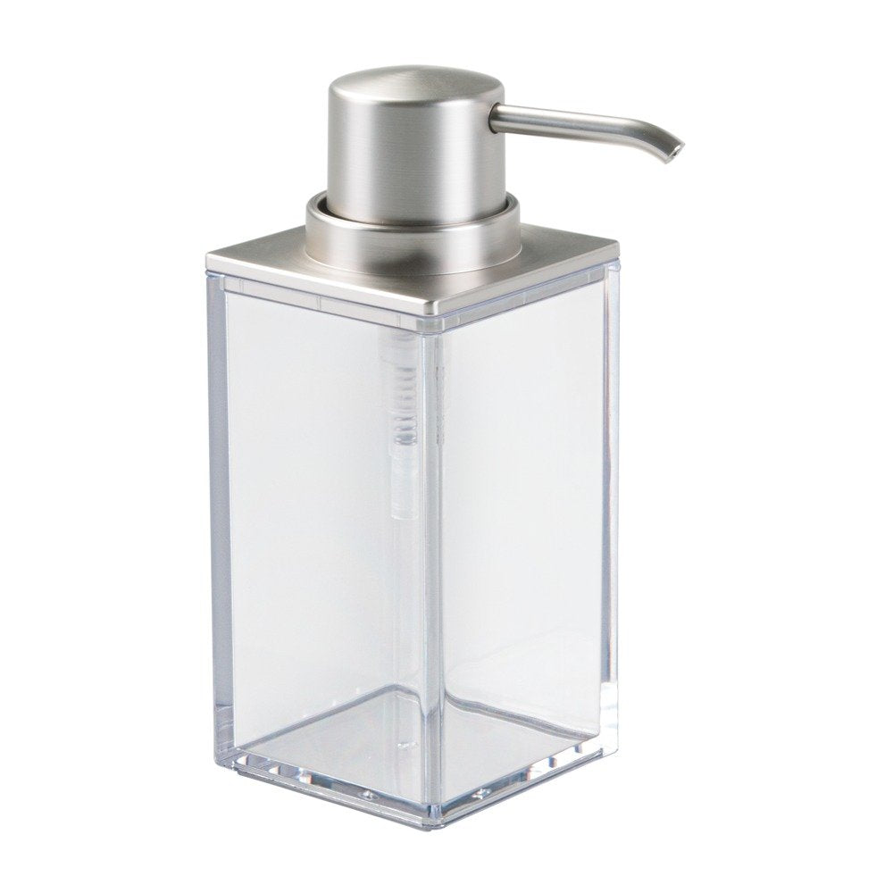 Idesign Soap Dispenser Pump, The Clarity Collection - 10Oz, 25 X 375 X 608A, Clear & Brushed Nickel