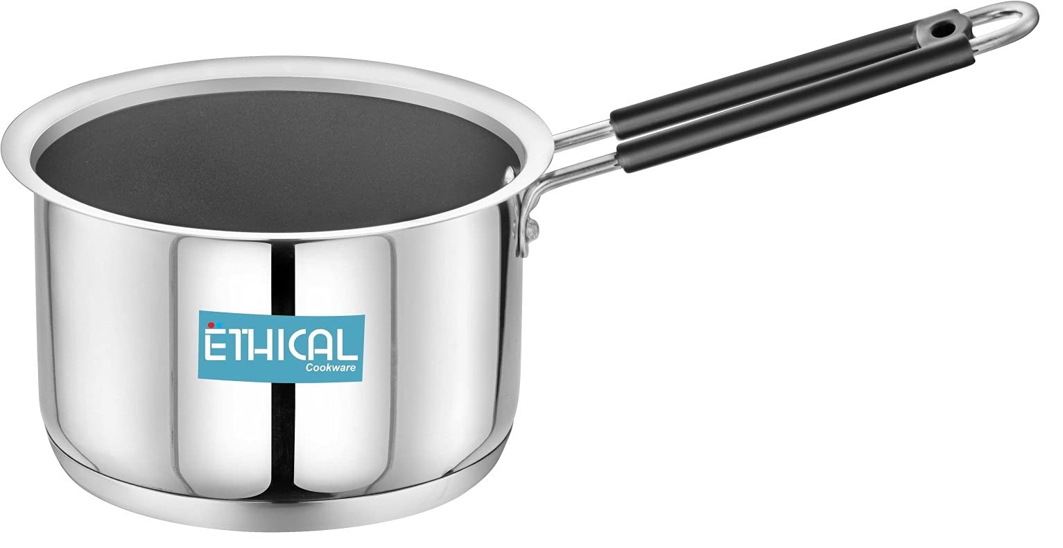 Ethical Divineart Stainless Steel Sauce Pan With 3 Layer Non Stick Coating (Stainless Steel, NonStick, Induction Bottom) (16.5 