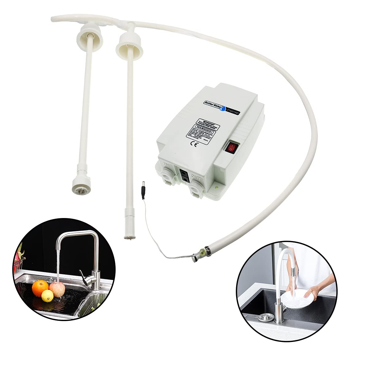 TDRRICH Bottled Drinking Water Dispensing Pump System Double-Pipe Electric Water Pump for 5 Gallon Power 25W Pressure Value 60psi 1GPM Flow 2.5L Suitable for Coffee/Ice Machines Refrigerators  Faucets