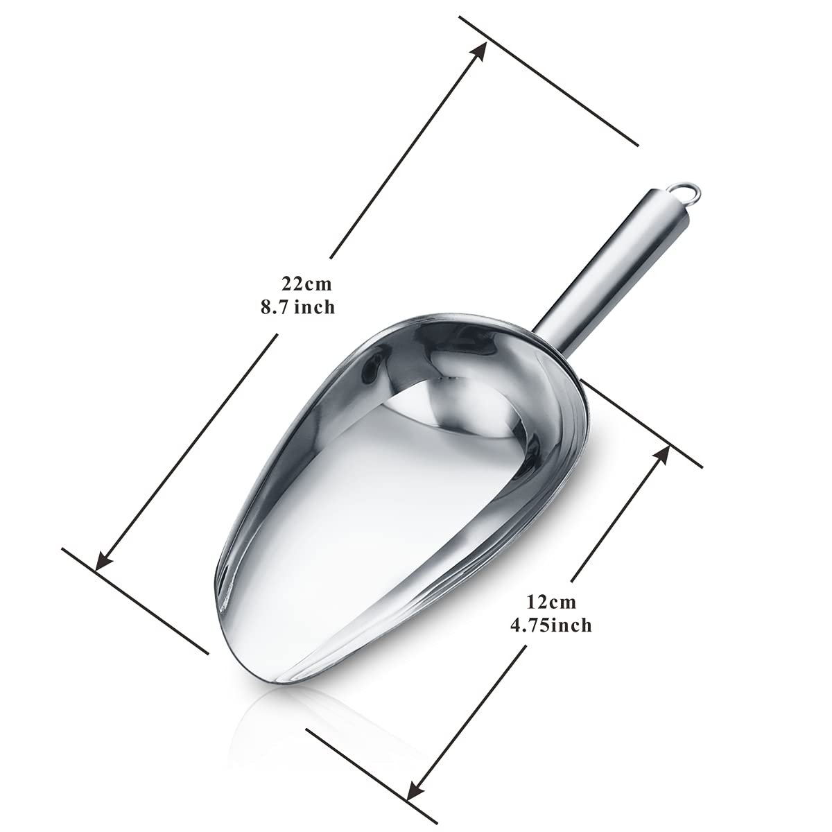 Berglander Stainless Steel Ice Scoop 6 Oz, Metal Ice Scooper For Ice Maker, Multipurpose For Candy Kitchen Bar Party Wedding Pet