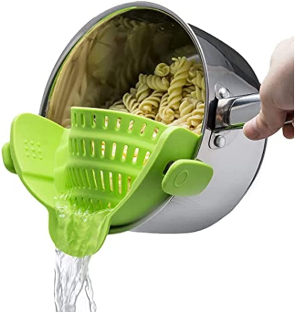 Gizmo Snap N Strain Pot & Pasta Strainer - Adjustable Silicone Clip On Strainer For Pots, Pans, & Bowls- Kitchen Gadgets, Noodle