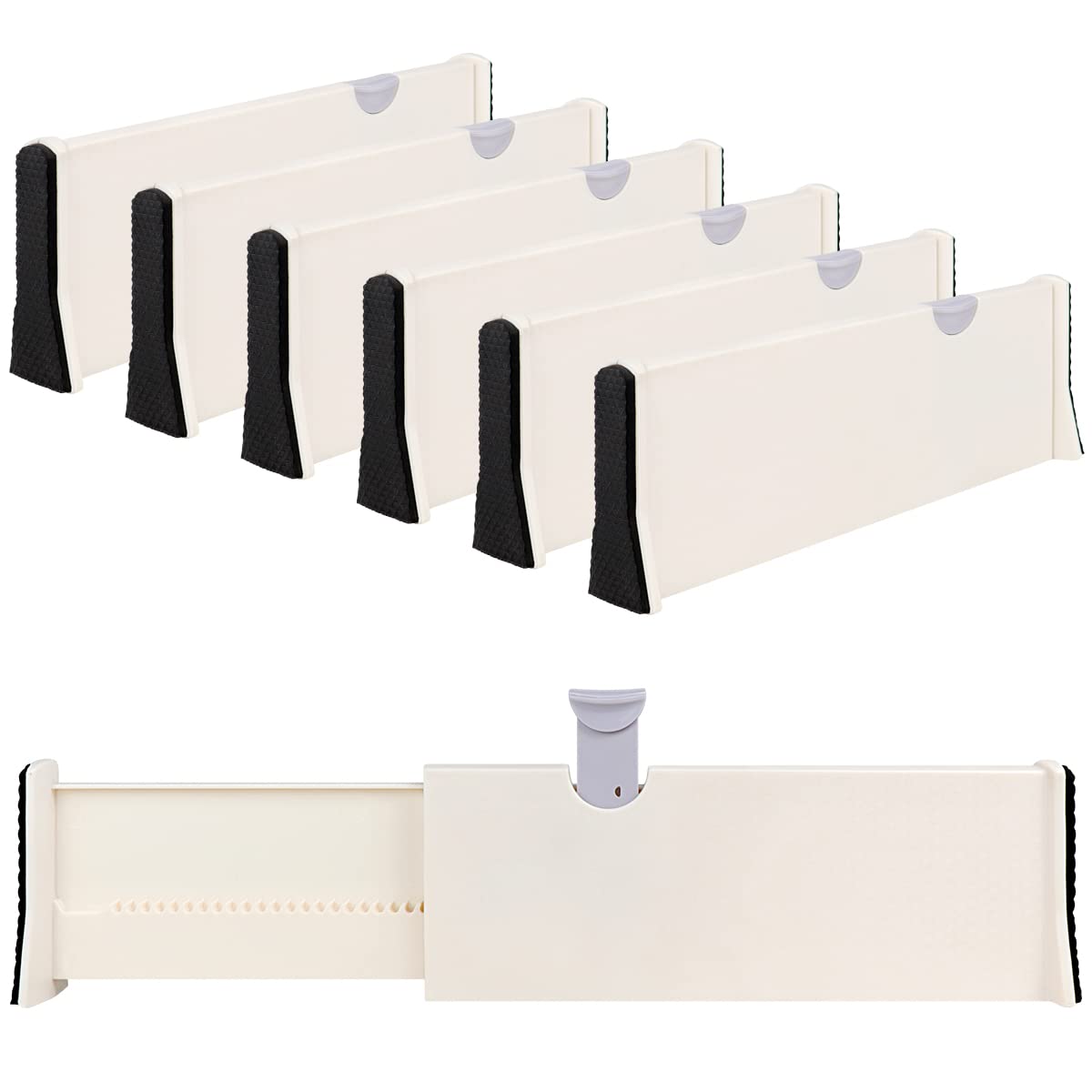 Zncmrr Drawer Divider Organizers Adjustable From 1117 Inches (6 Pack), Expandable Separators For Bedroom, Baby Drawer, Kitchen 