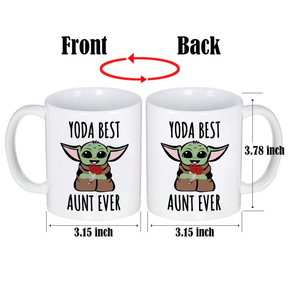 LOZACHE Aunt Gifts from Niece Nephew, BAE Best Aunt Ever Baby Yodas Coffee Mug, Mothers Day Birthday Gifts for Great Aunt Auntie